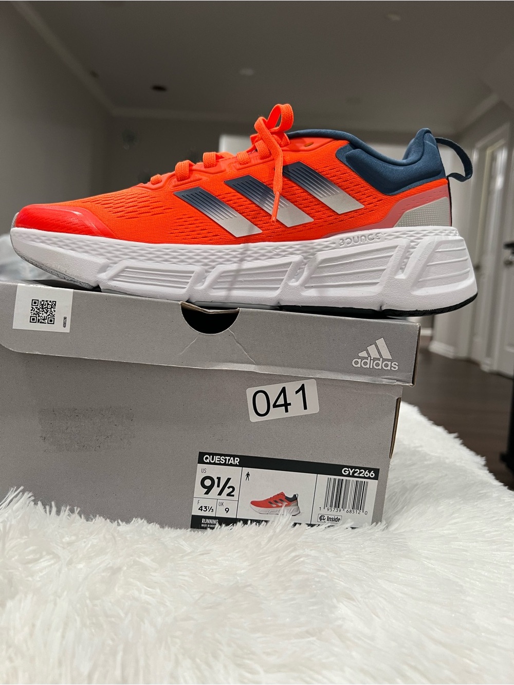 adidas Kids Orange and Navy Questar Running Sneakers